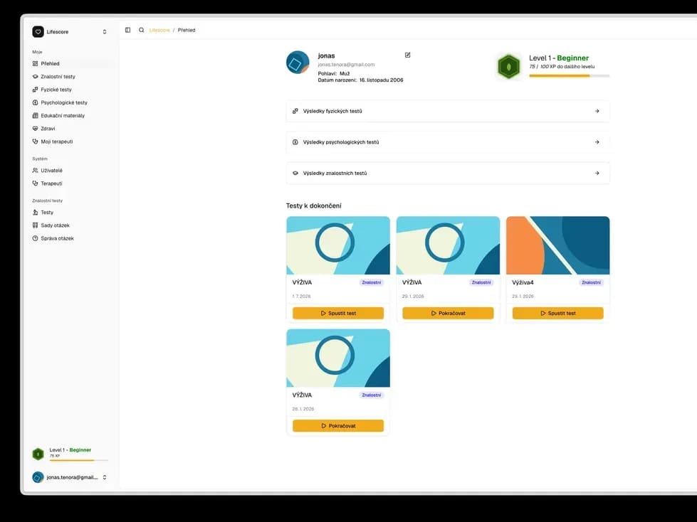 LifeScore – testování